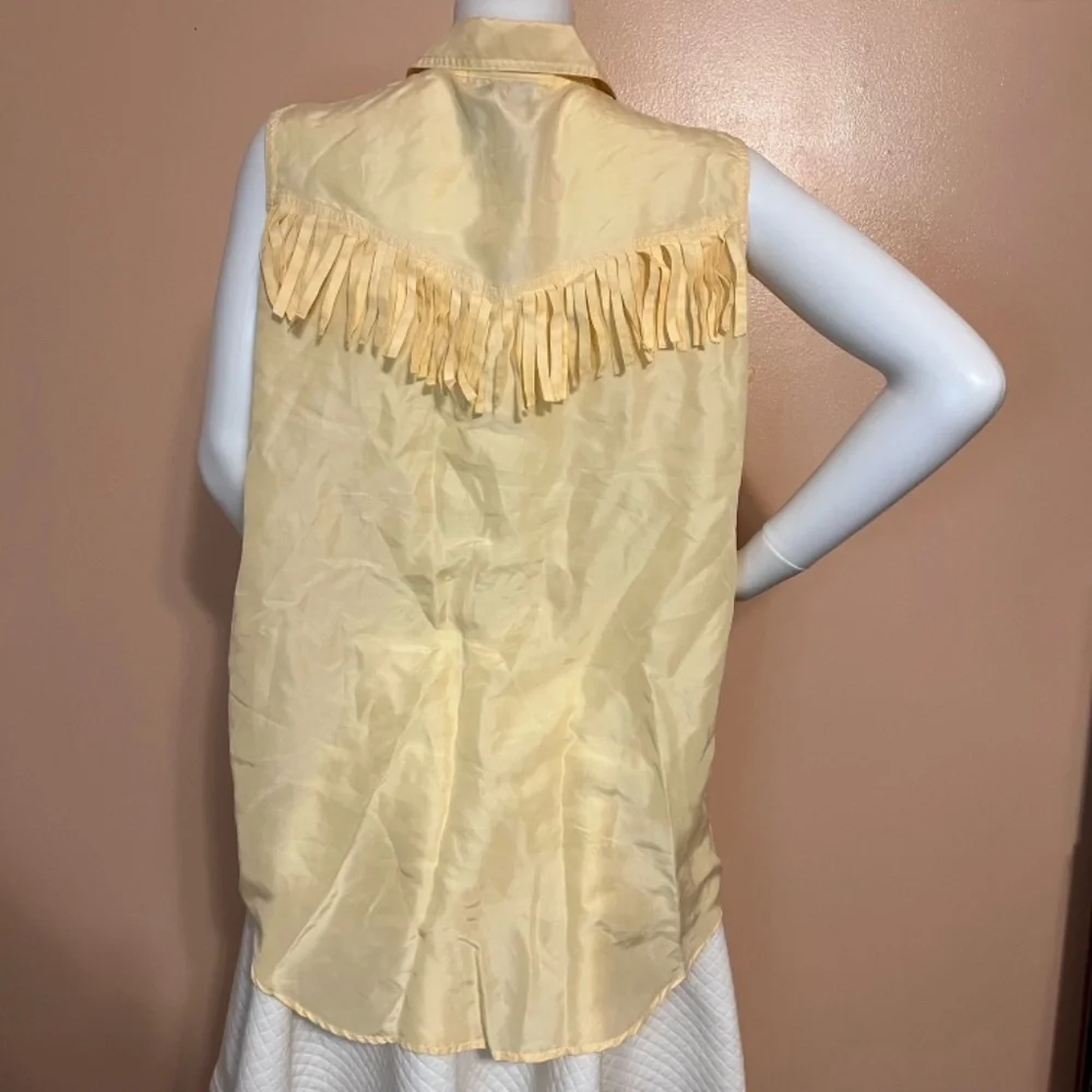 💯% Silk Soft Western Style Frill Button Down - Picture 5 of 10